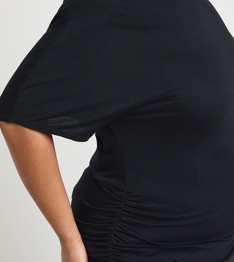 Curve Off Shoulder Flared Short Sleeves Top