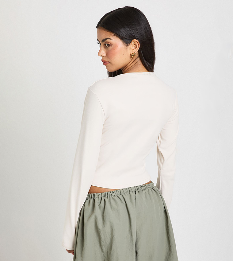 Solid Long Sleeves Fitted Top