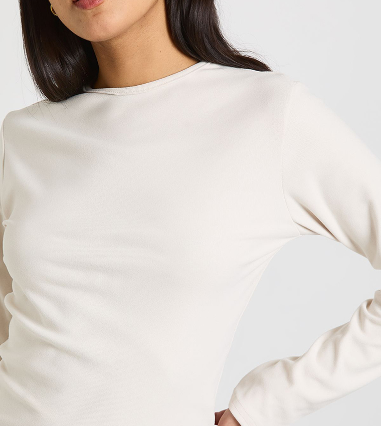 Solid Long Sleeves Fitted Top