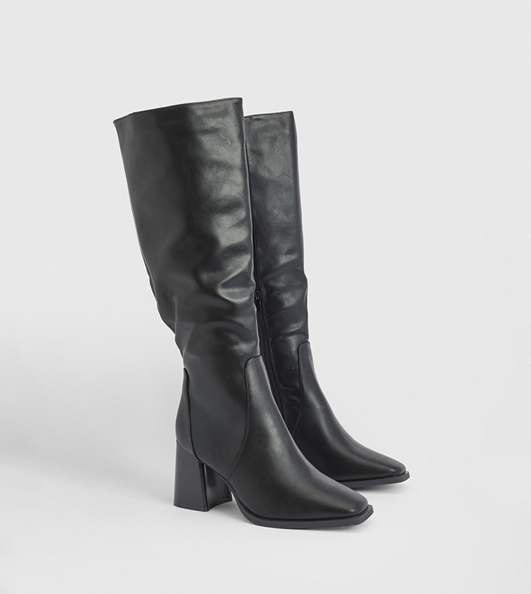 Mid Block Heel Knee High Boots
