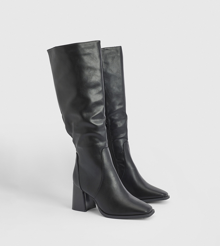 Mid Block Heel Knee High Boots