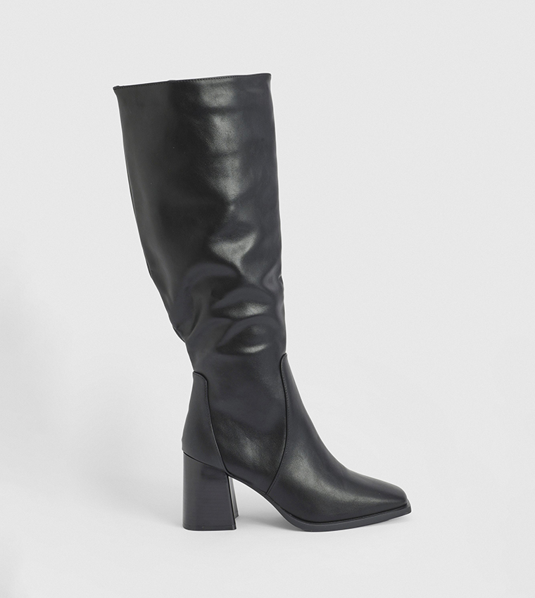 Mid Block Heel Knee High Boots