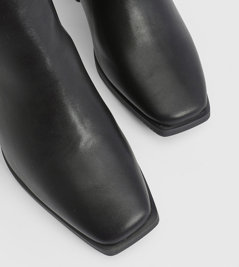 Mid Block Heel Knee High Boots