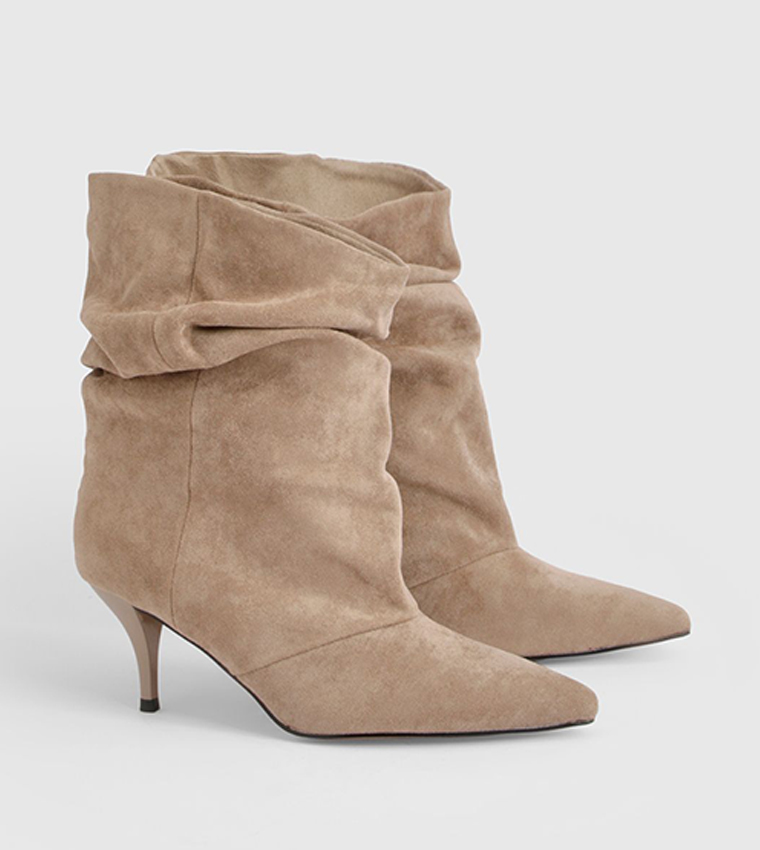 Ruffled Slouchy Ankle Boots