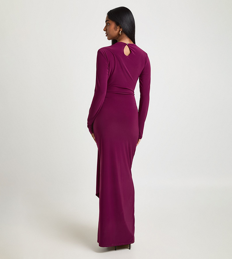 chinese dress ladies Rent Boohoo Satin Twist Front Maxi Dress