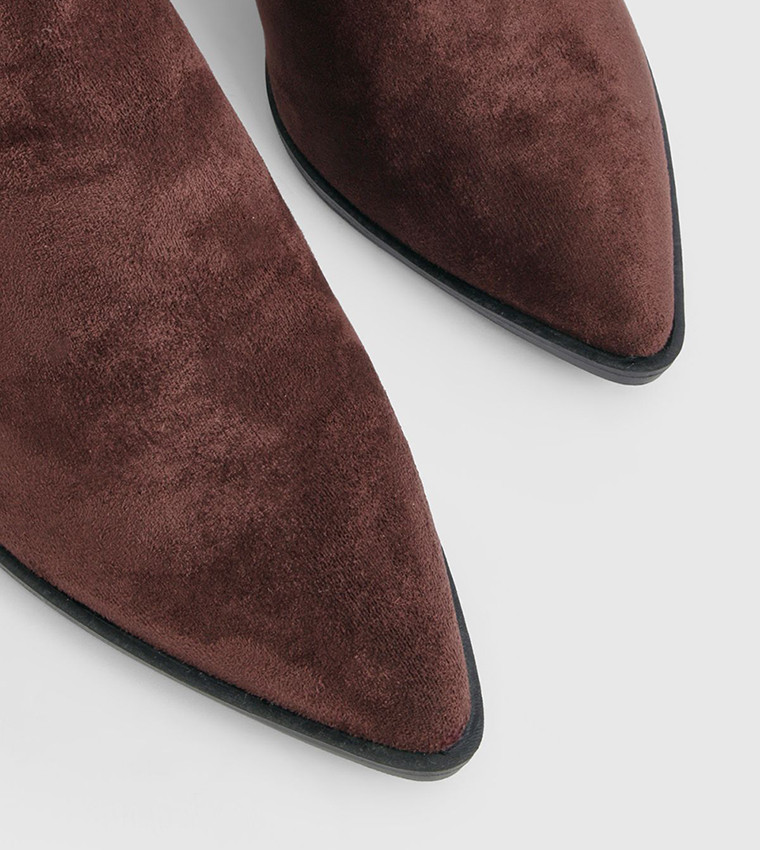 Faux Suede Mid Block Heel Knee High Boots