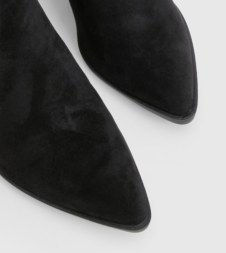 Faux Suede Mid Block Heel Knee High Boots