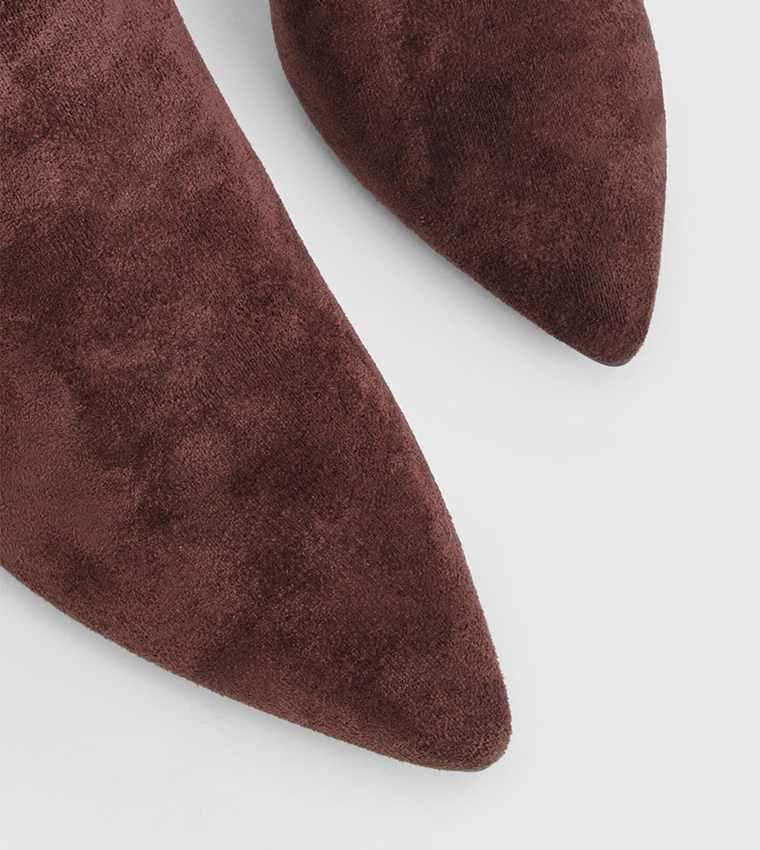 Faux Suede Ruched Stiletto Knee High Boots