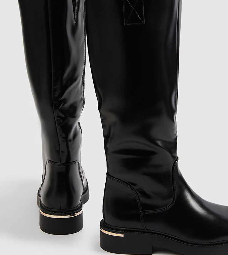 Hardware Detail Knee High Boots