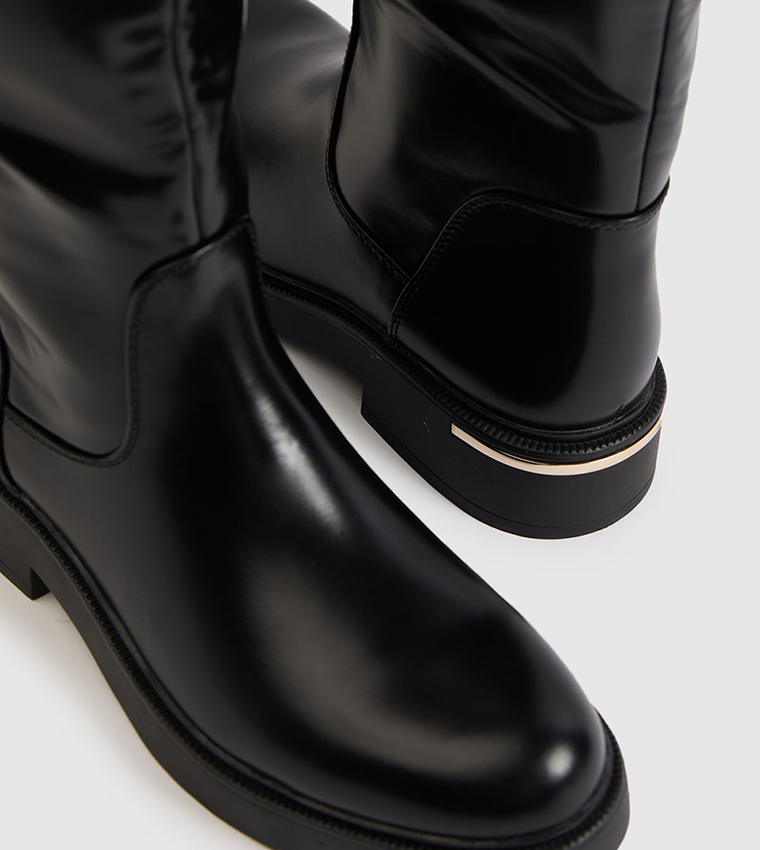 Hardware Detail Knee High Boots