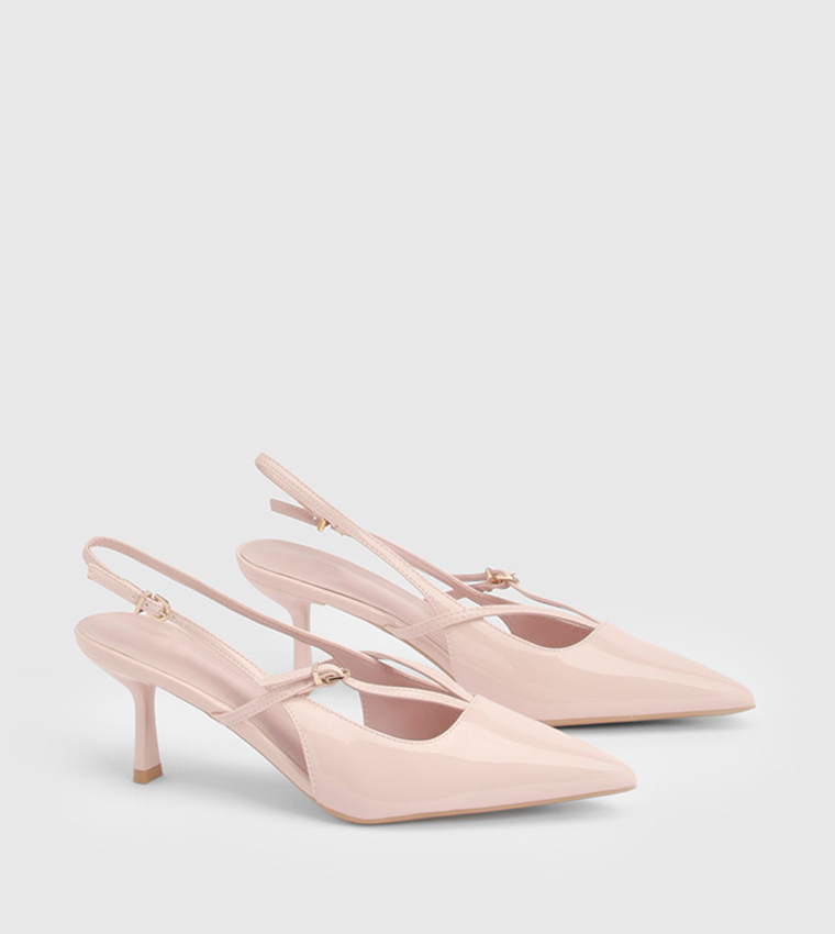 Buckle Strap Detail Slingback Pumps