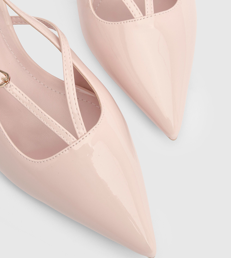 Buckle Strap Detail Slingback Pumps