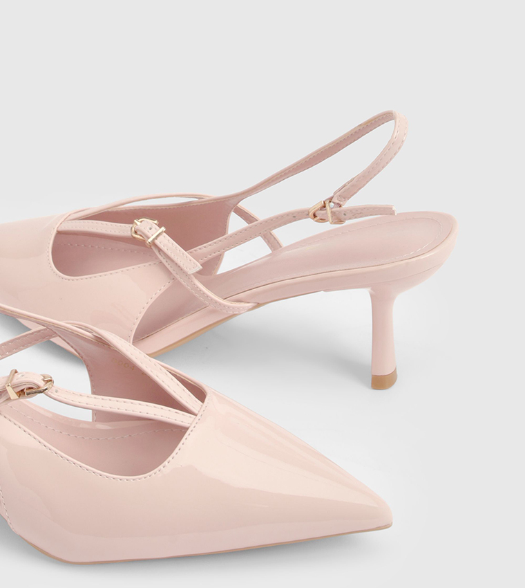 Buckle Strap Detail Slingback Pumps