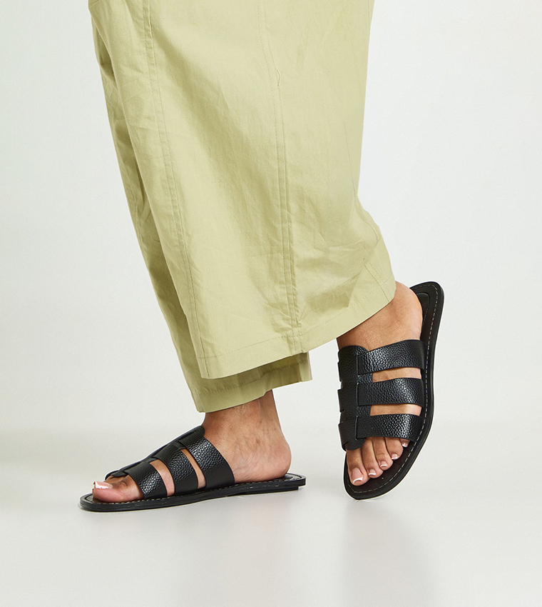 Textured Gladiator Flat Sandals