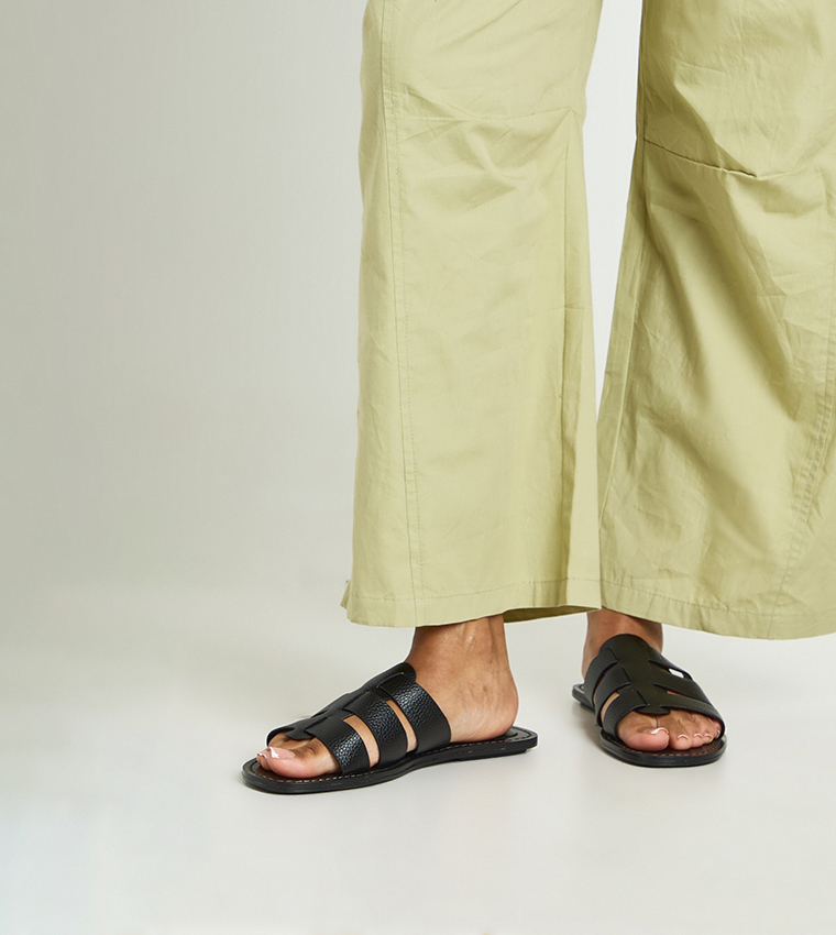 Textured Gladiator Flat Sandals