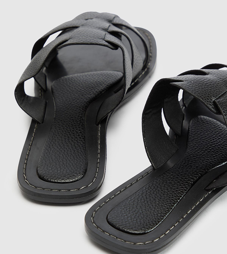 Textured Gladiator Flat Sandals