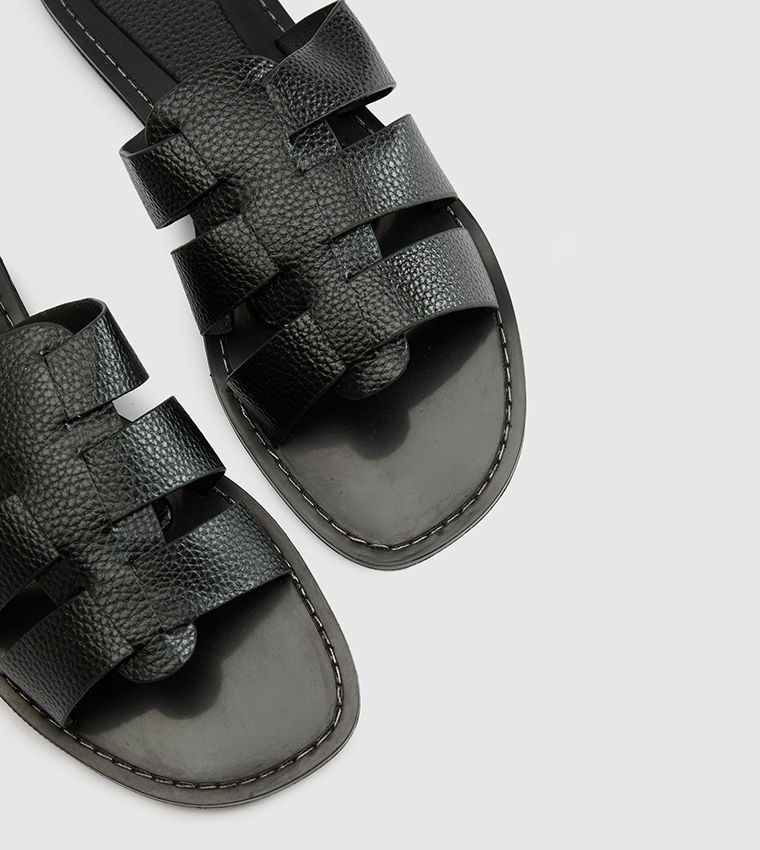 Textured Gladiator Flat Sandals