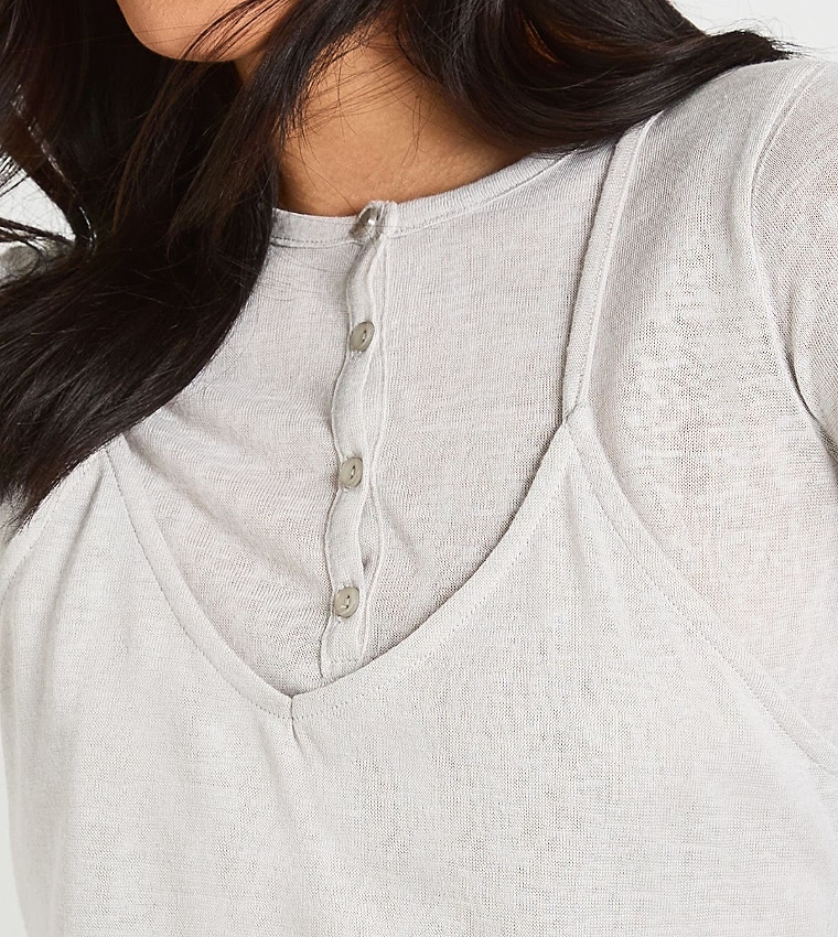 بوهو  توبات كاجوال  - رمادي Casual Tops