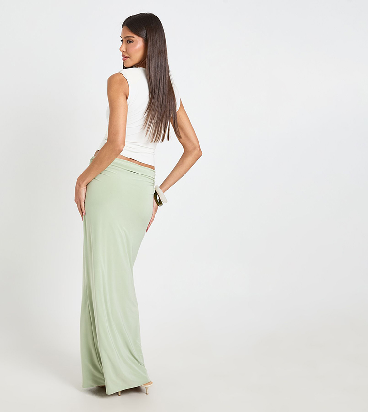 Ruched Waistband Maxi Skirt