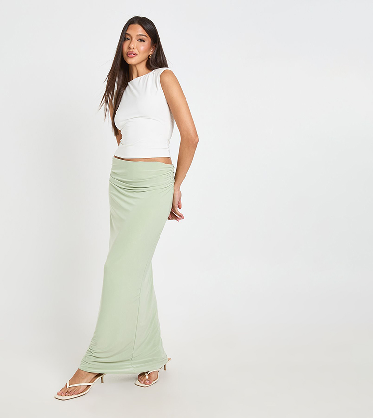 Ruched Waistband Maxi Skirt