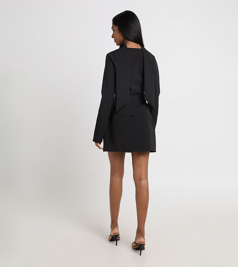 Fitted Hook and Eye Blazer and Mini Skirt Set