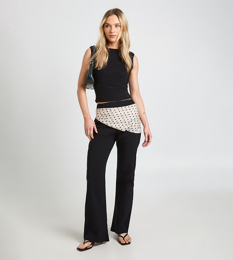Petite Stretch High Waisted Flared Trousers