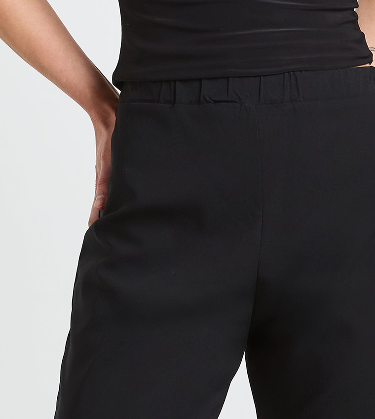 Petite Stretch High Waisted Flared Trousers