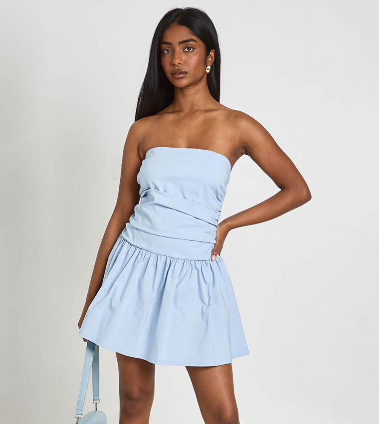 bandeau skater mini dress Bruna | Light PINK Bandeau Skater Mini Dress