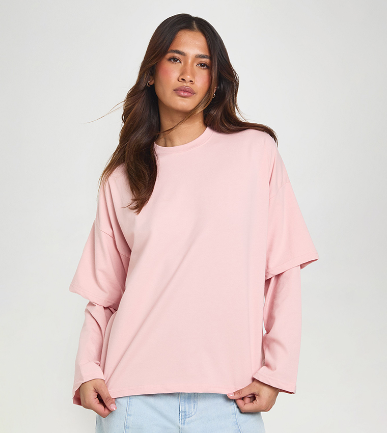 Double Sleeves Oversized Skater T-Shirt