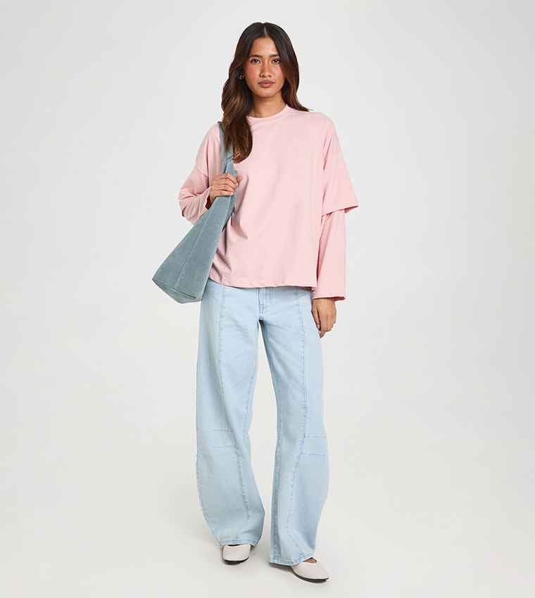 Double Sleeves Oversized Skater T-Shirt