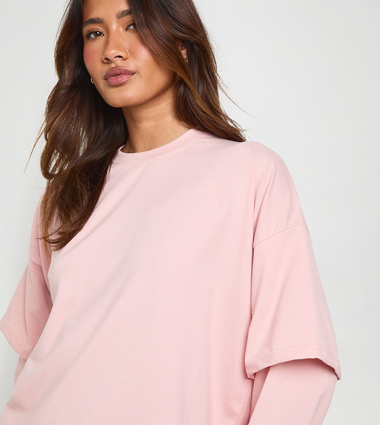 Double Sleeves Oversized Skater T-Shirt