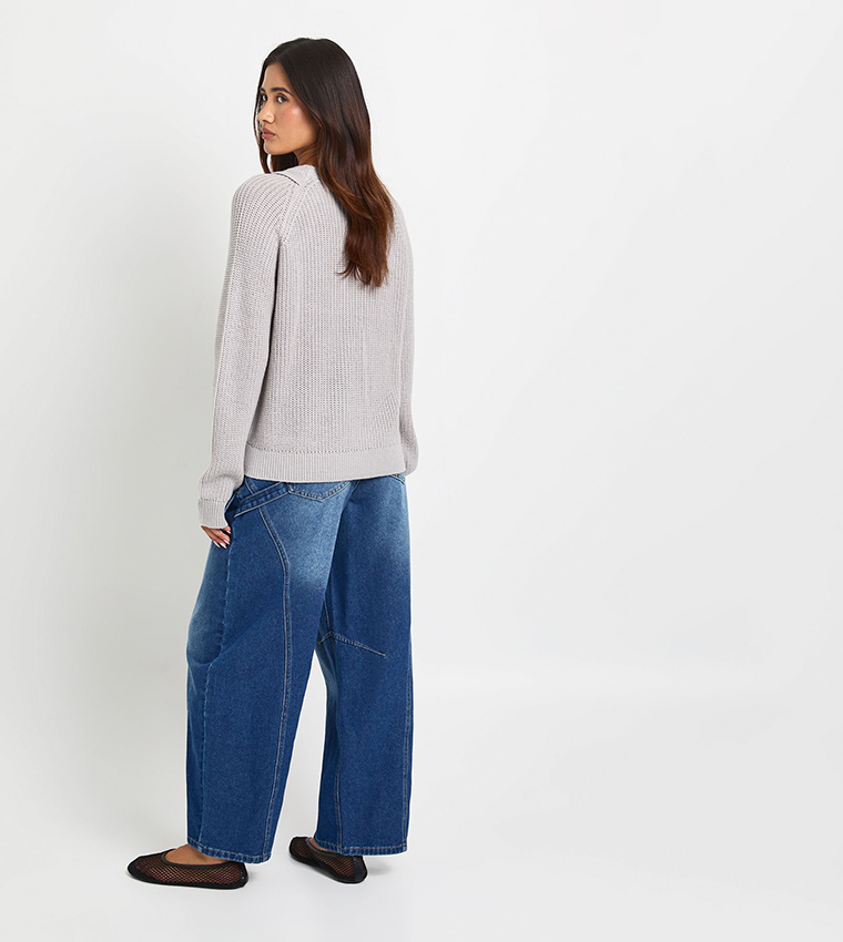 boohoo  Round Neck Sweaters - Grey Round Neck Sweaters