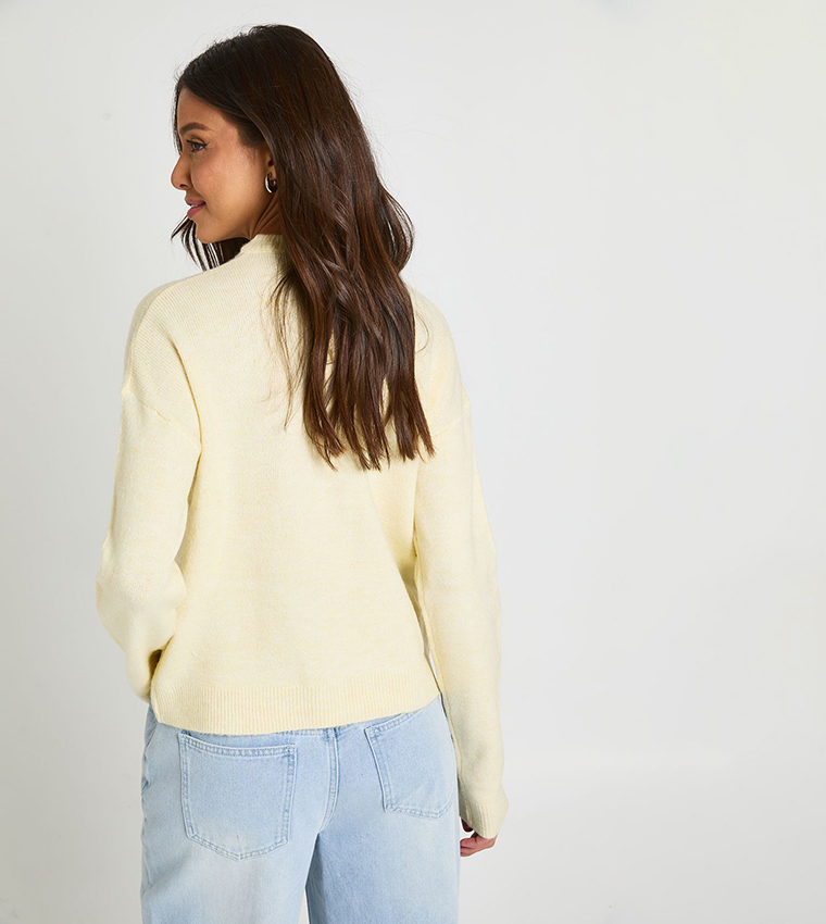 boohoo  Round Neck Sweaters - Yellow Round Neck Sweaters