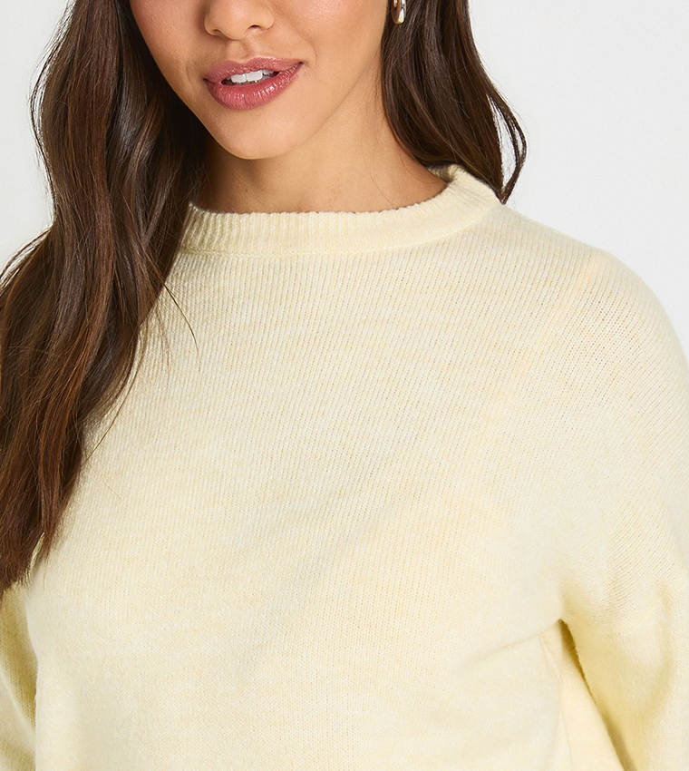 boohoo  Round Neck Sweaters - Yellow Round Neck Sweaters