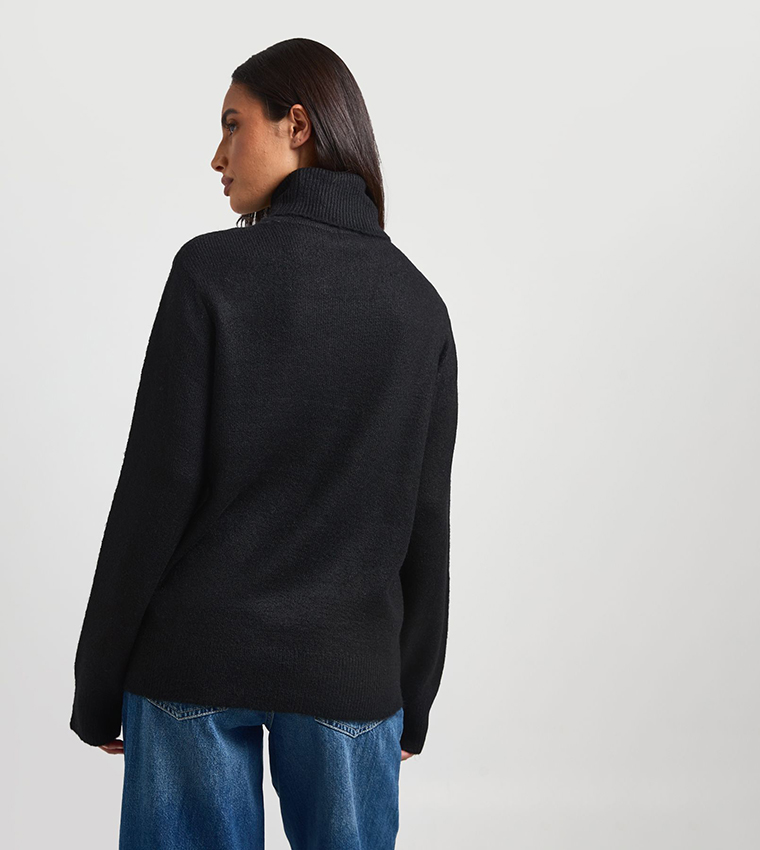بوهو  سترات بياقة سلحفاة - أسود Turtle neck Sweaters