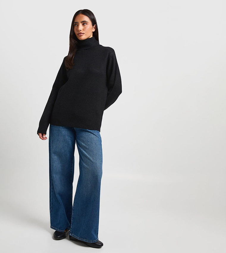 بوهو  سترات بياقة سلحفاة - أسود Turtle neck Sweaters