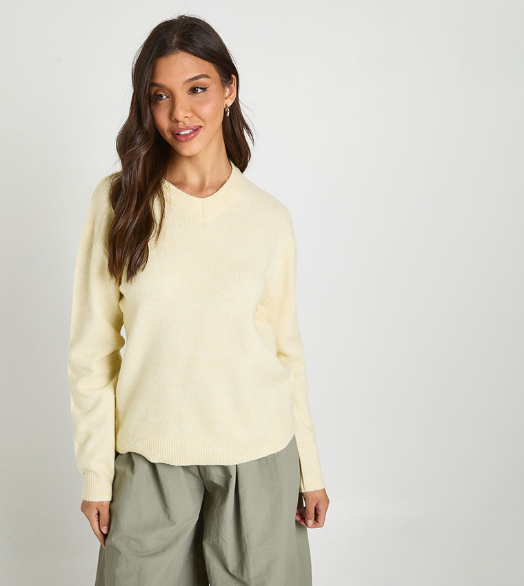 boohoo  V-neck Sweaters - Yellow V-neck Sweaters