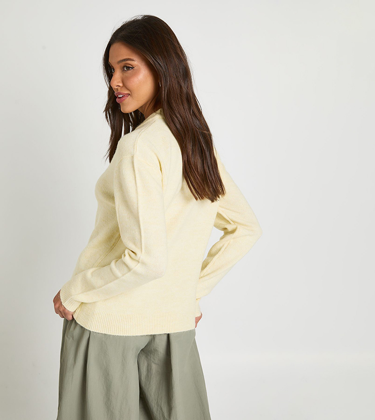 boohoo  V-neck Sweaters - Yellow V-neck Sweaters