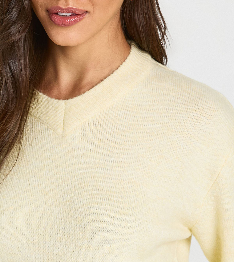 boohoo  V-neck Sweaters - Yellow V-neck Sweaters