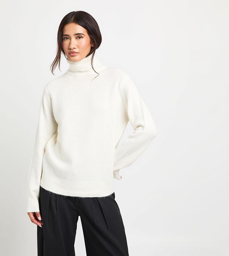 بوهو  سترات بياقة سلحفاة - كريمي  Turtle neck Sweaters