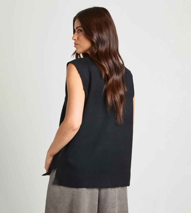 بوهو  سترات بياقة دائرية - أسود Round Neck Sweaters