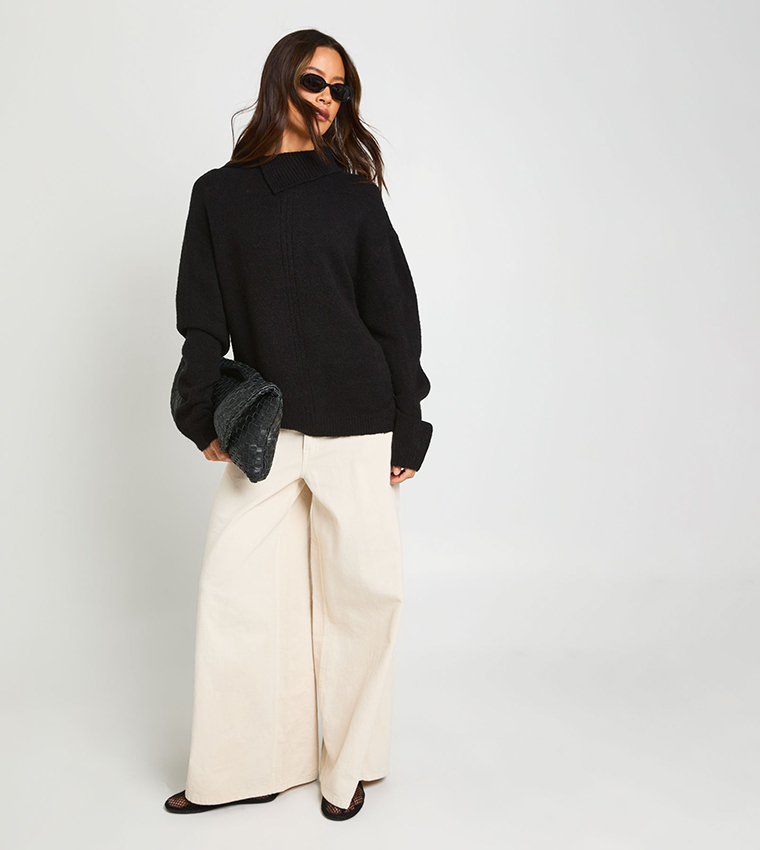 بوهو  سترات بياقة دائرية - أسود Round Neck Sweaters