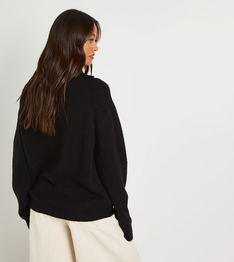 بوهو  سترات بياقة دائرية - أسود Round Neck Sweaters