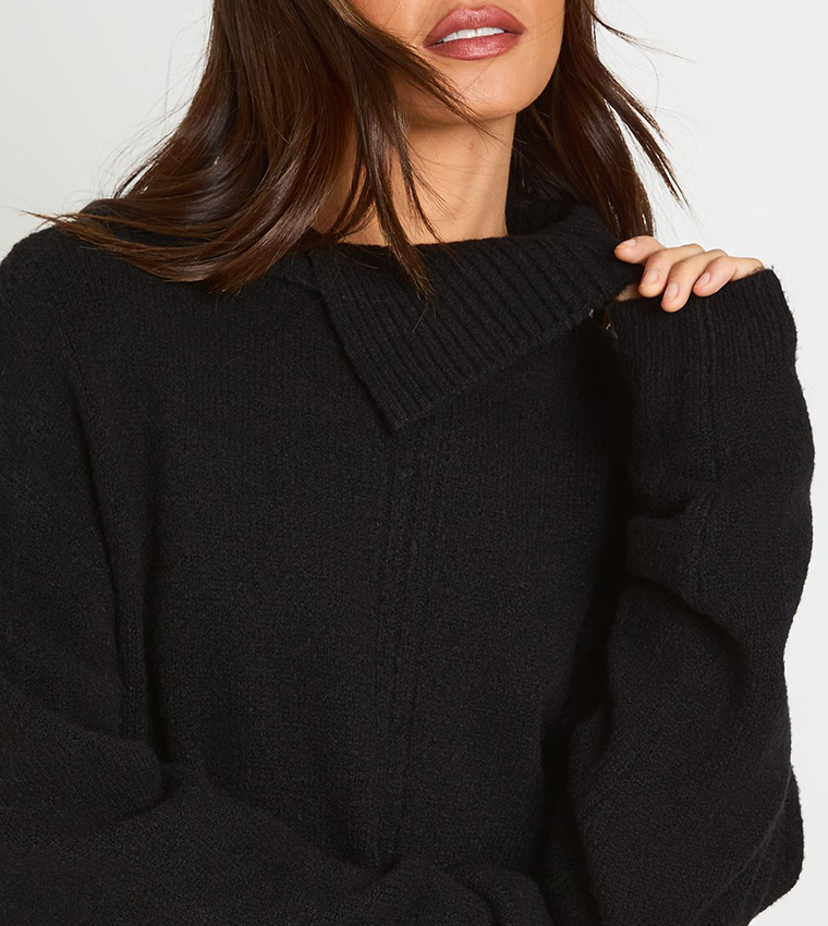 بوهو  سترات بياقة دائرية - أسود Round Neck Sweaters