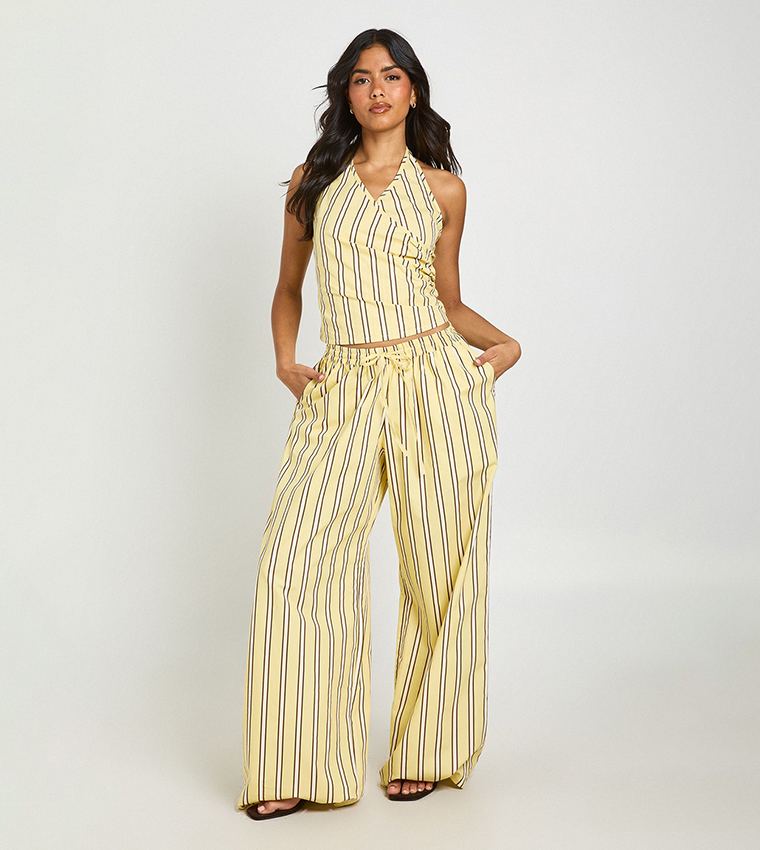 Striped Halterneck Wrap Top