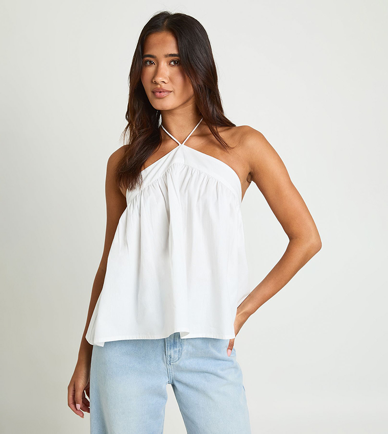 بوهو  توبات بلا أكمام  - أبيض Sleeveless Tops