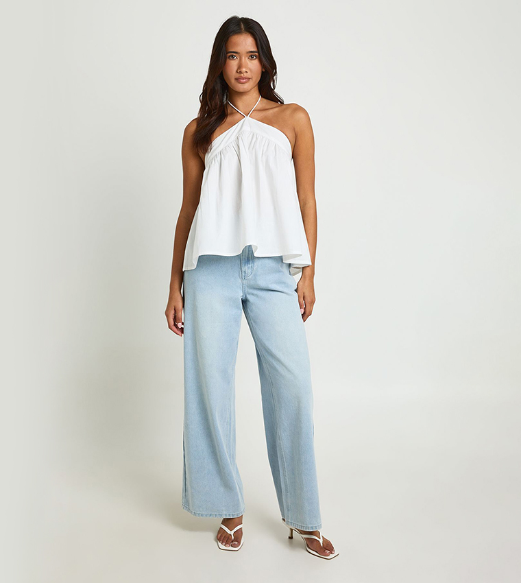 بوهو  توبات بلا أكمام  - أبيض Sleeveless Tops