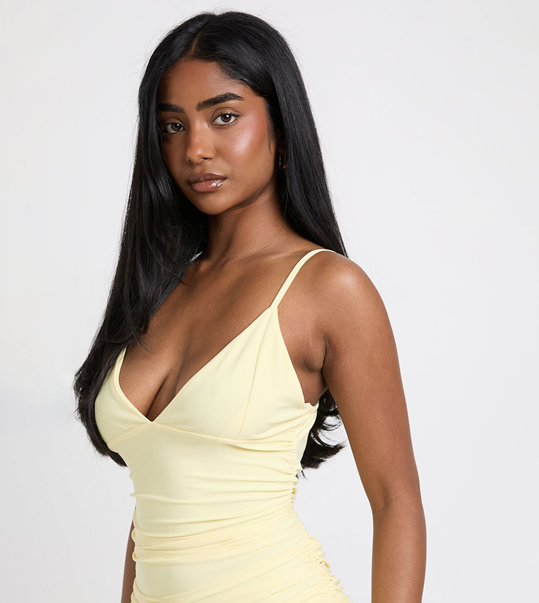 Slinky Frill Hem Plunge Cami Mini Dress
