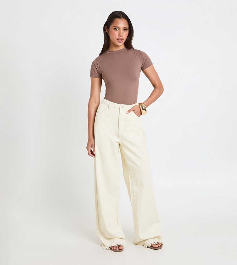 Second Skin Short Sleeves Mock Neck Bodysuit Top