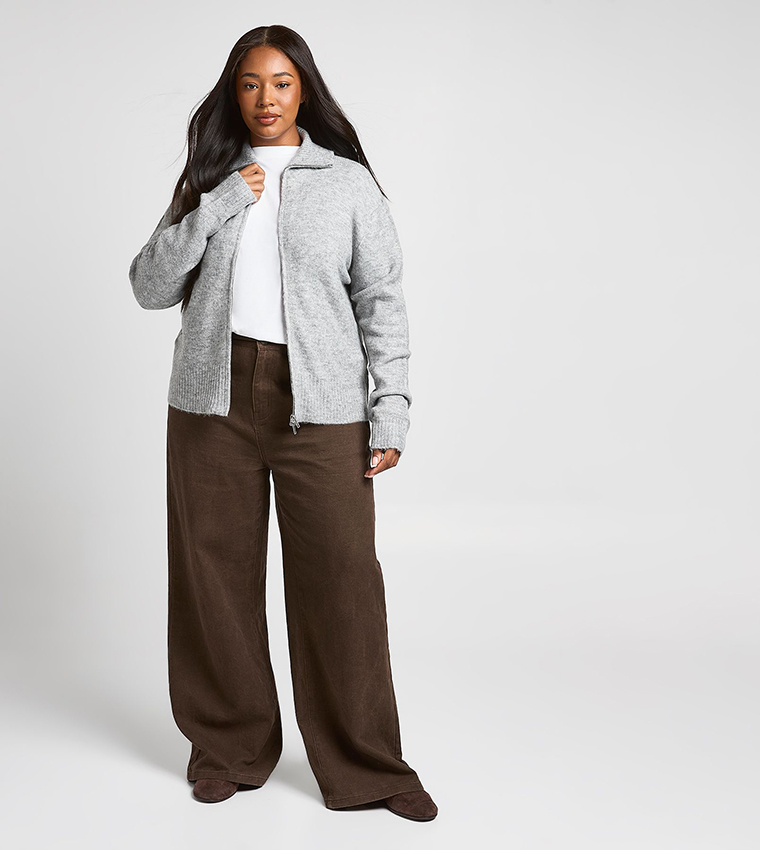 Curve Soft Knit Zip-Through Knitted Jacket